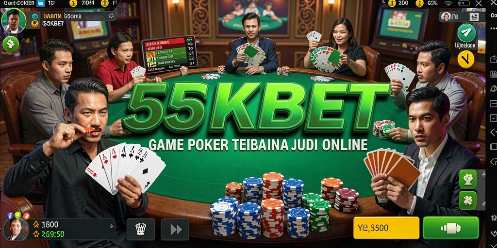 Tangkapan layar dari gameplay seru di 55KBET dengan suasana poker yang mendebarkan.