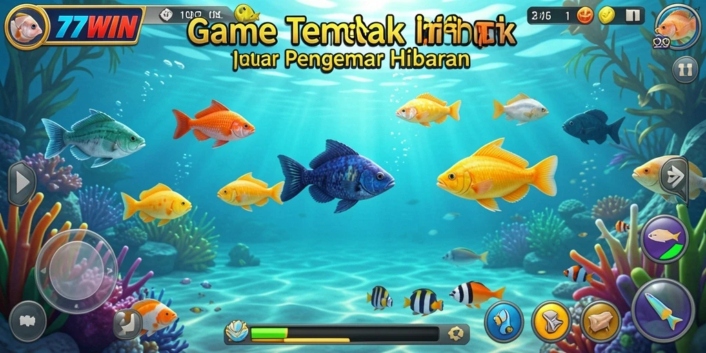 Screenshot gameplay 77WIN yang menampilkan aksi tembak ikan yang mendebarkan.