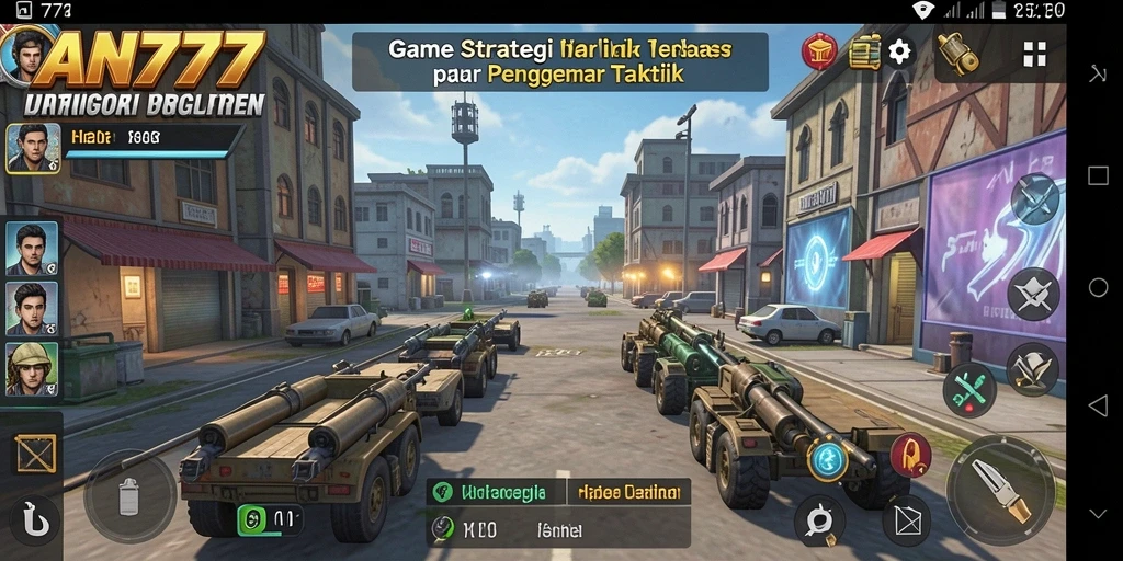 Tampilan gameplay AN777 dengan pertempuran strategi mendebarkan.