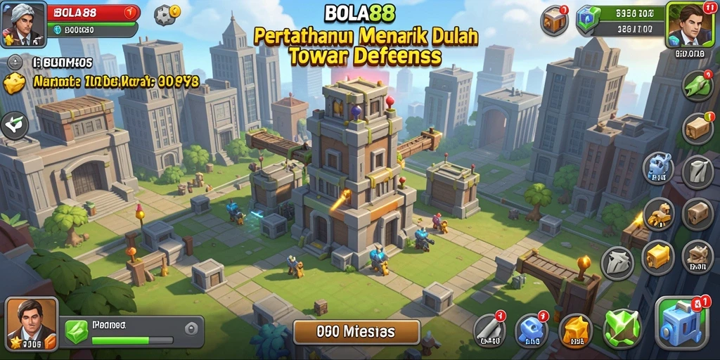 Menampilkan gameplay menegangkan BOLA88 dalam Tower Defense.