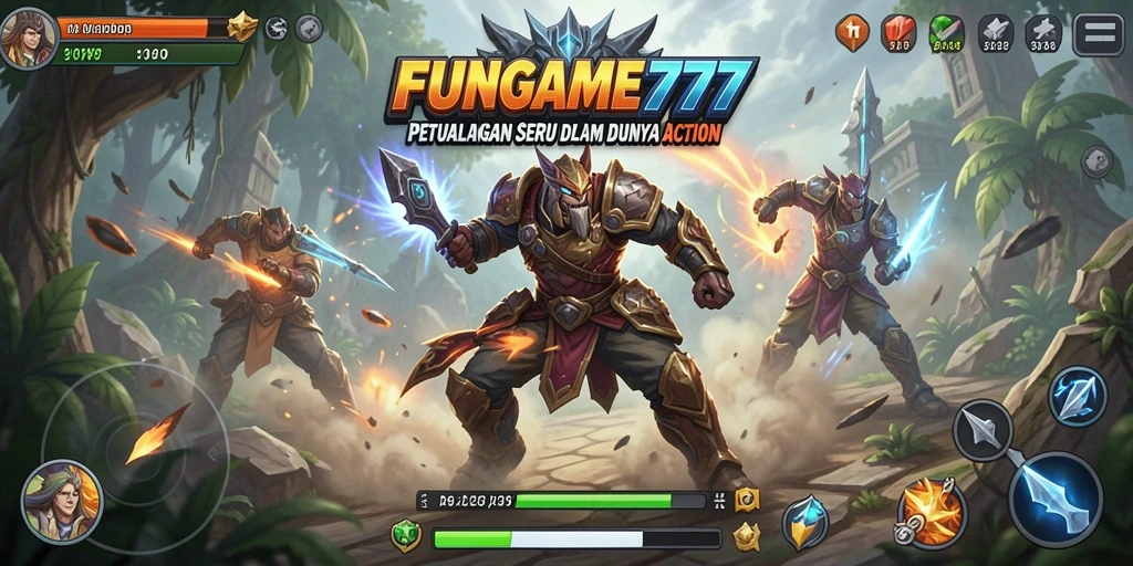 Screenshot FUNGAME777 menampilkan aksi seru dalam pertempuran.