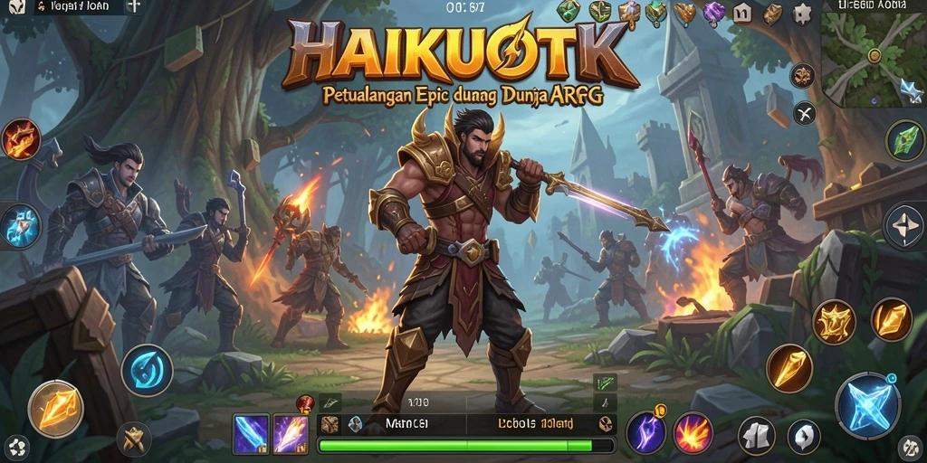 Screenshot gameplay HAIKUOTK menampilkan pertarungan seru karakter dengan grafis menawan.