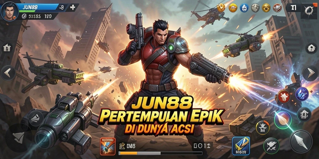Tampilan aksi mendebarkan dalam gameplay JUN88.