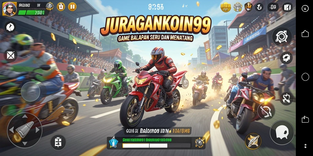 Tangkapan layar menampilkan aksi seru dalam balapan JURAGANKOIN99.