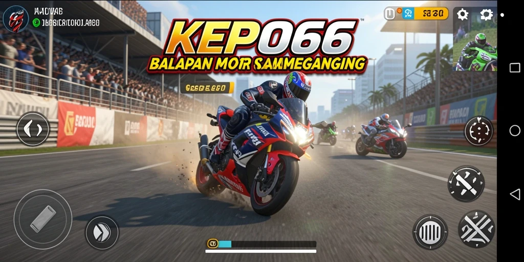Tampilan utama gameplay KEPO66 dengan balapan motor yang menarik.