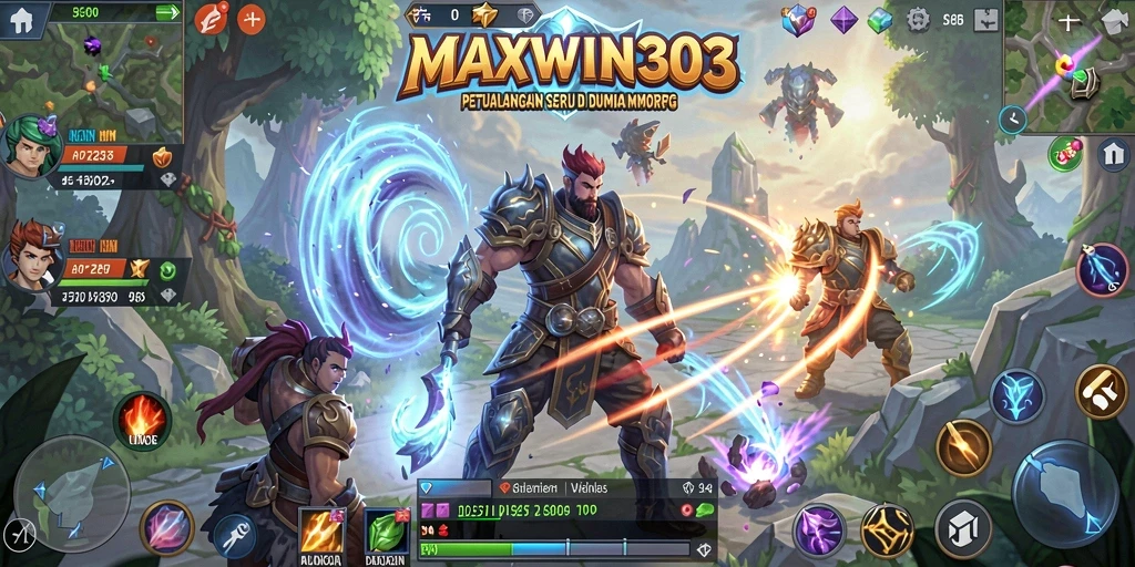 Tangkapan layar gameplay <strong>MAXWIN303</strong> menunjukkan aksi seru dalam pertempuran MMORPG.