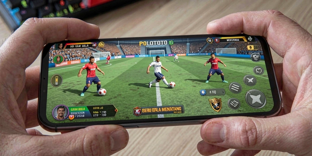 Gameplay seru dalam permainan sepak bola POLOTOTO yang penuh aksi.