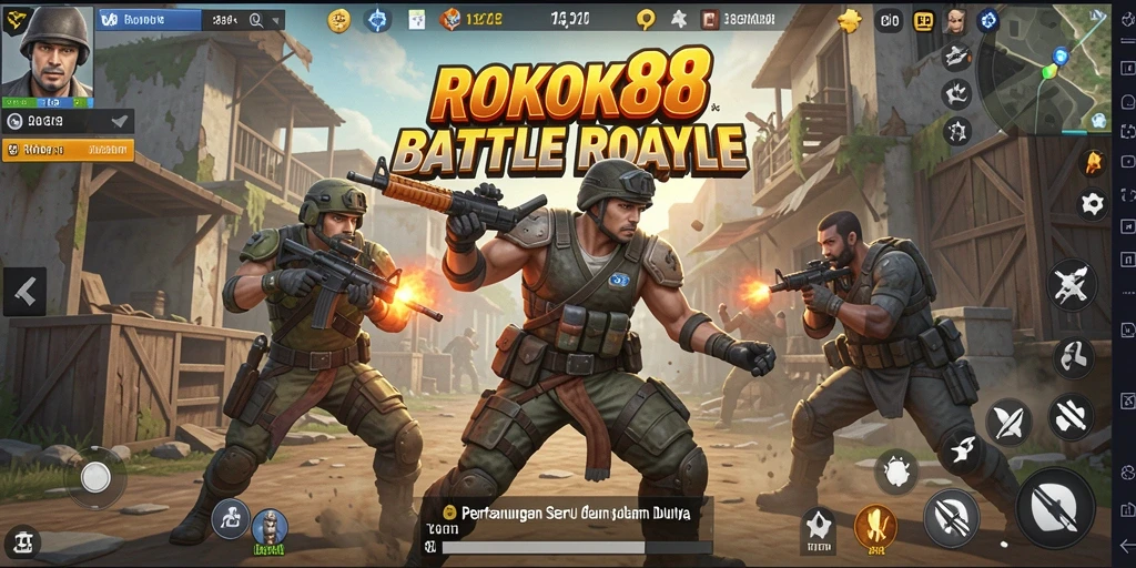 Screenshot ROKOK88 saat pertempuran intens di arena Battle Royale.