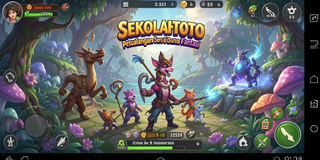 Tampilan gameplay SEKOLAHTOTO yang penuh warna dan tantangan.
