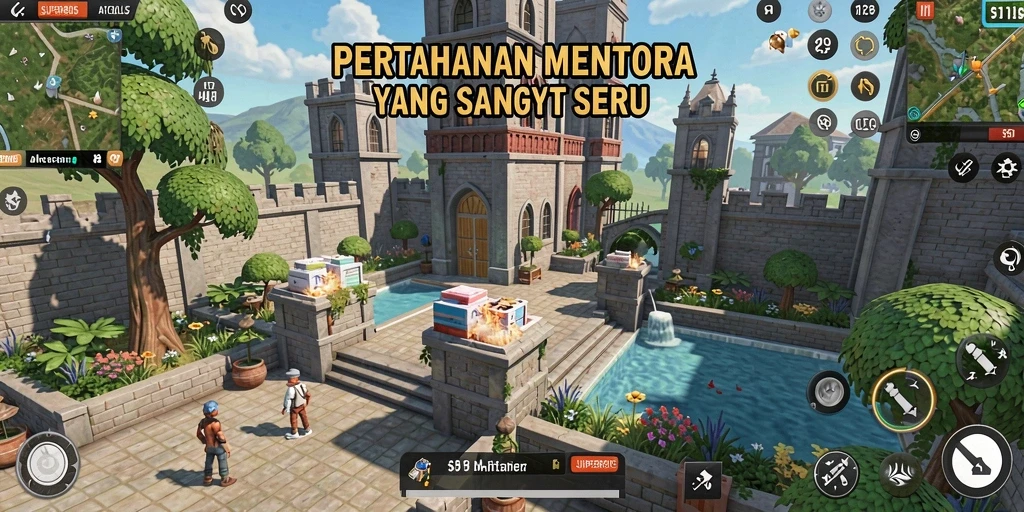 Tampilan gameplay SUPER805 yang menegangkan dengan banyak strategi Tower Defense.