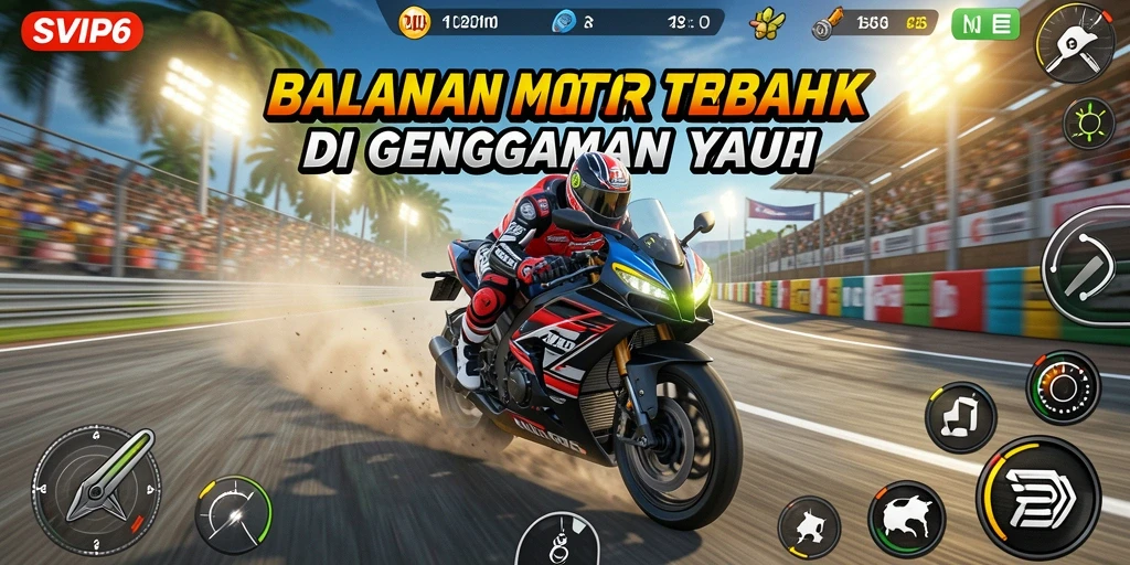Tampilan seru gameplay balapan motor di SVIP6.