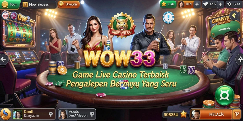 Screenshot gameplay WOW33 menampilkan dealer profesional dalam aksi Live Casino.